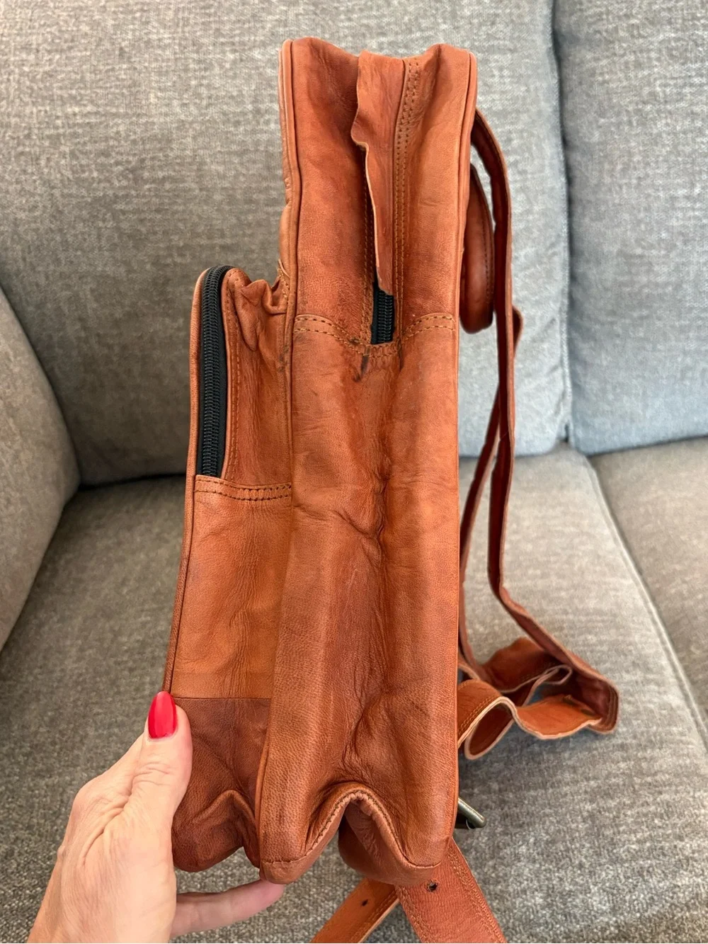 Genuine Leather Messenger Backpack